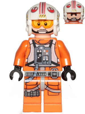 LEGO Minifigure sw0991 - Luke Skywalker (Pilot, Printed Legs, Visor Up / Down) - Authentic LEGO Minifigure Main Image